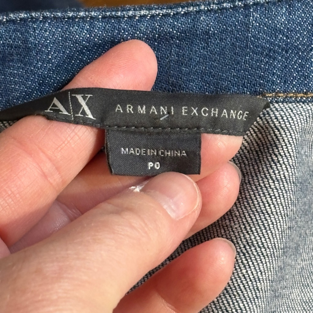 Armani Exchange Jean Denim Dress Blue Women’s Size 0 Gold Stitching Zippers - Picture 11 of 14